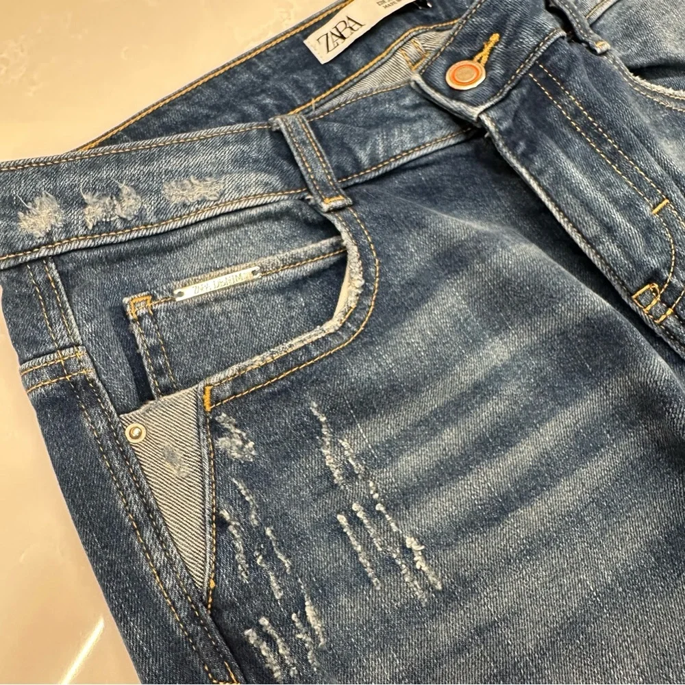 Zara Distressed Straight Leg Jeans. Size: 6 Women’s - Picture 7 of 16